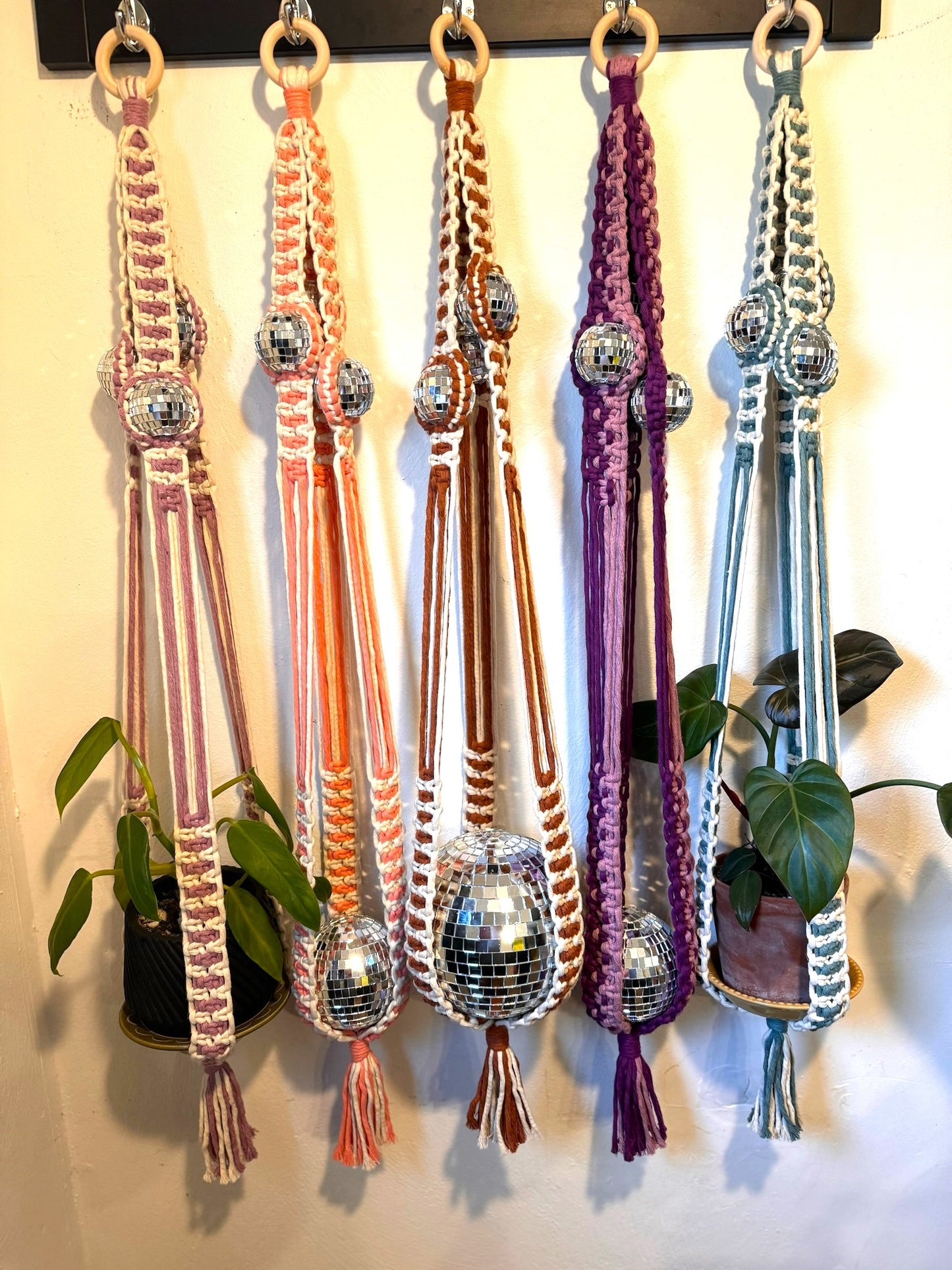 purple macrame plant hanger Disco Bloom" Macramé Plant Hanger – MacraMaven Fiber Art